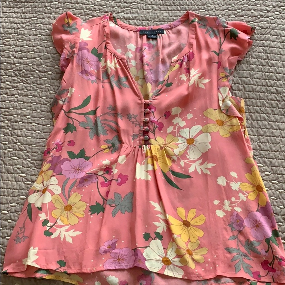 Pink, floral blouse